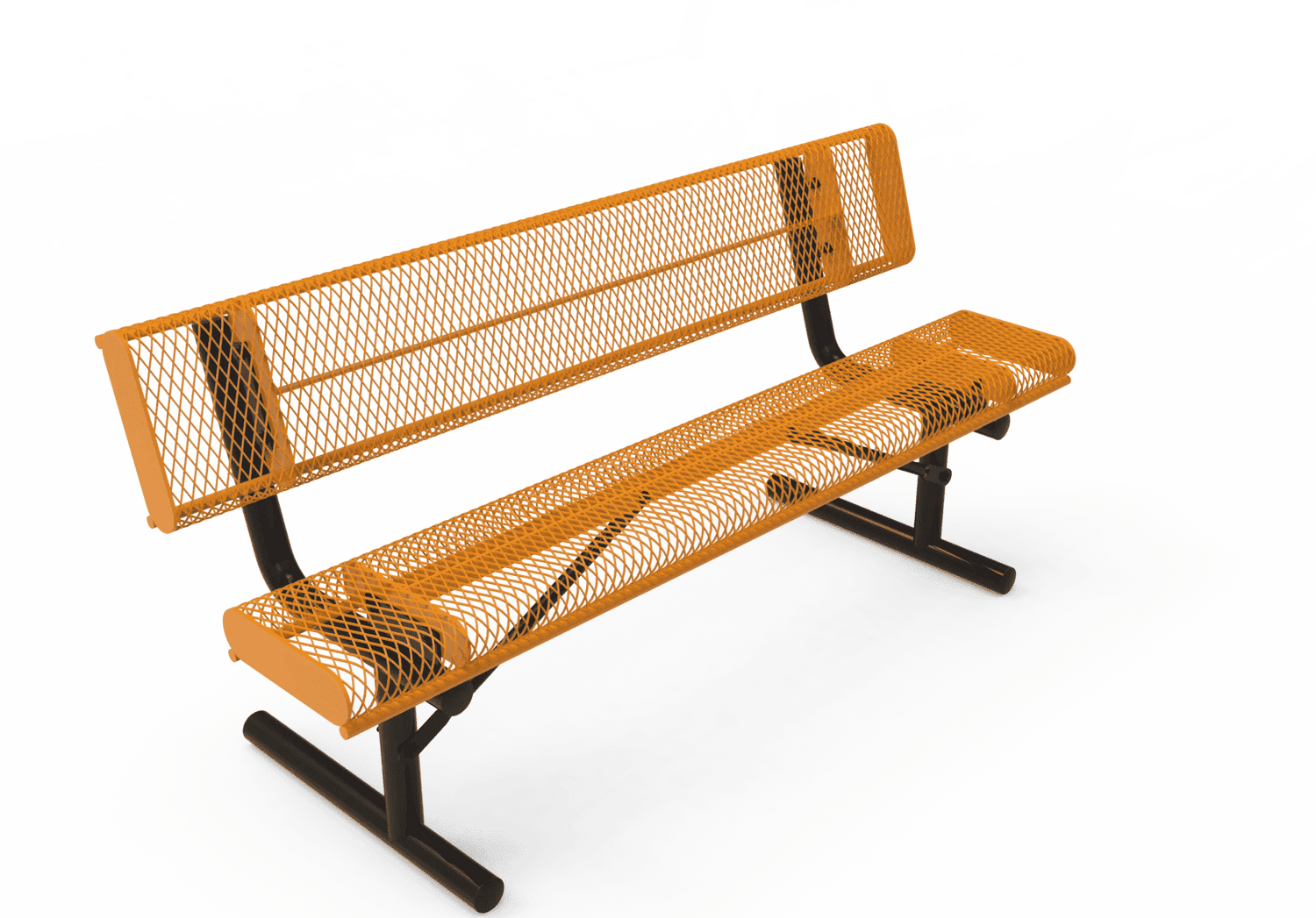 Commercial Rolled Edge Park Bench With Back – Expanded Metal, Thermoplastic Coated - Outdoorsiness