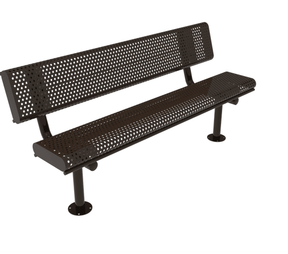 Commercial Rolled Edge Park Bench With Back – Expanded Metal, Thermoplastic Coated - Outdoorsiness