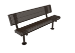 Commercial Rolled Edge Park Bench With Back – Expanded Metal, Thermoplastic Coated - Outdoorsiness