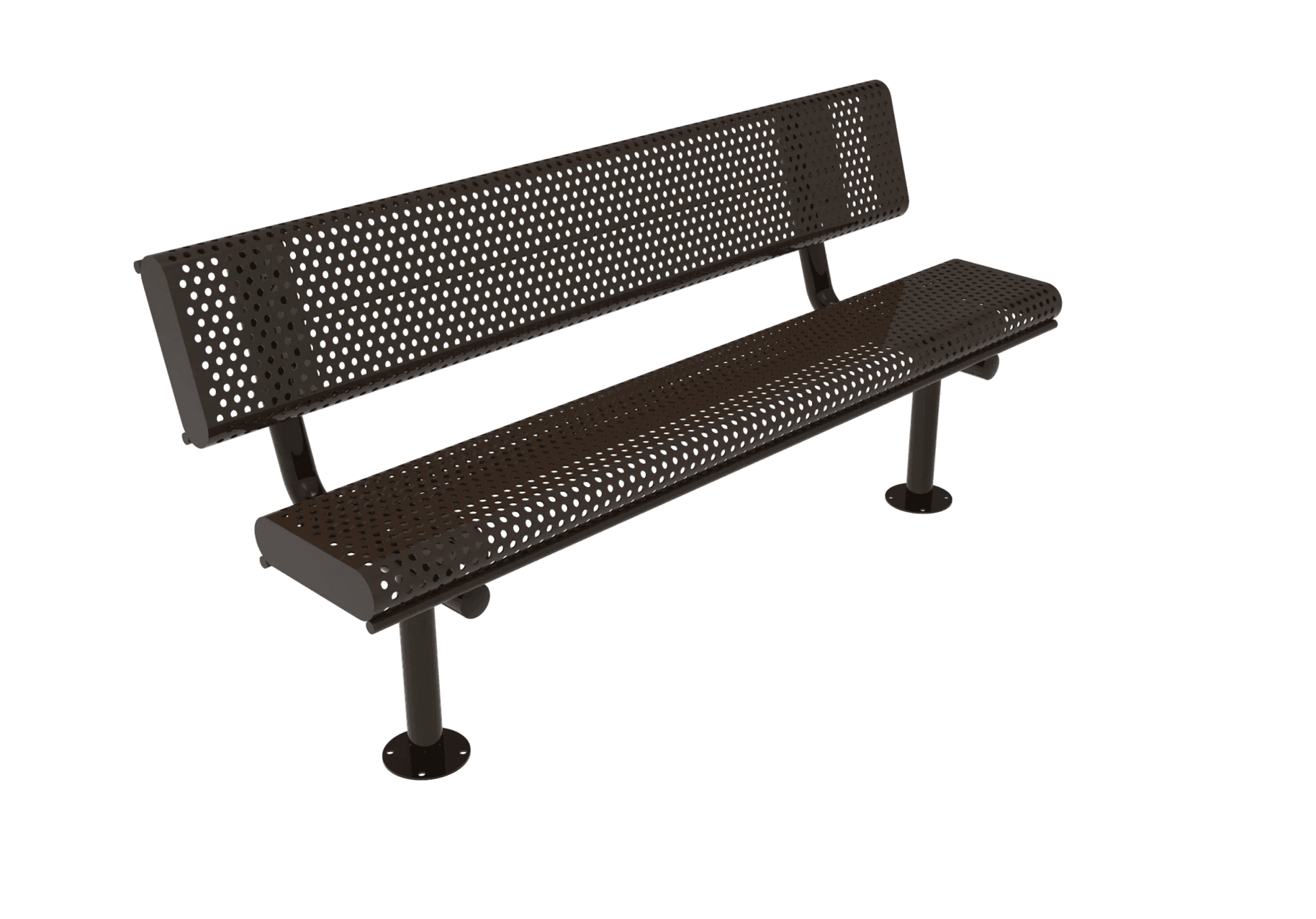 Commercial Rolled Edge Park Bench With Back – Expanded Metal, Thermoplastic Coated - Outdoorsiness