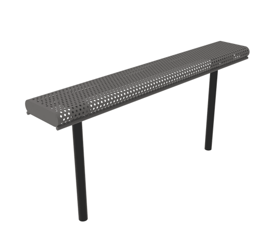Commercial Rolled Edge Park Bench Without Back – Expanded Metal, Thermoplastic Coated - Outdoorsiness