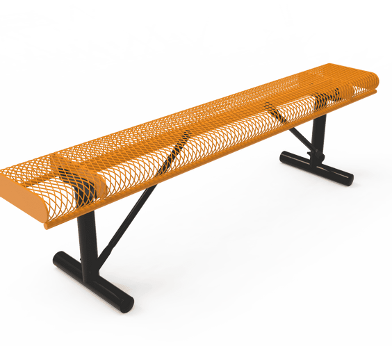 Commercial Rolled Edge Park Bench Without Back – Expanded Metal, Thermoplastic Coated - Outdoorsiness