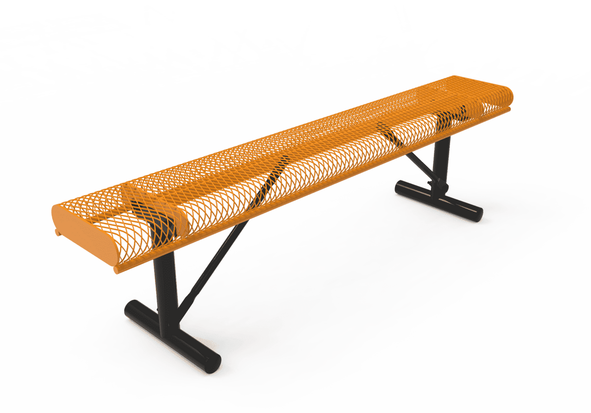 Commercial Rolled Edge Park Bench Without Back – Expanded Metal, Thermoplastic Coated - Outdoorsiness