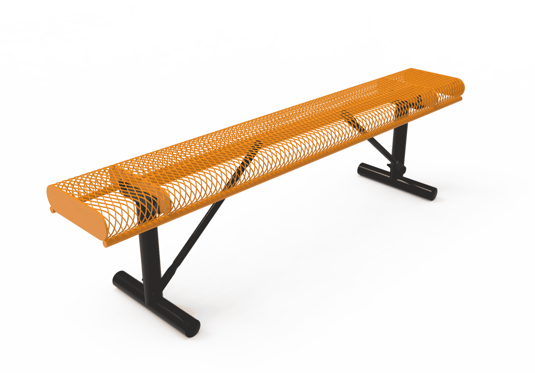 Commercial Rolled Edge Park Bench Without Back – Expanded Metal, Thermoplastic Coated - Outdoorsiness