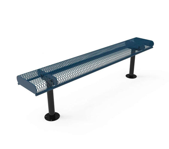 Commercial Rolled Edge Park Bench Without Back – Expanded Metal, Thermoplastic Coated - Outdoorsiness