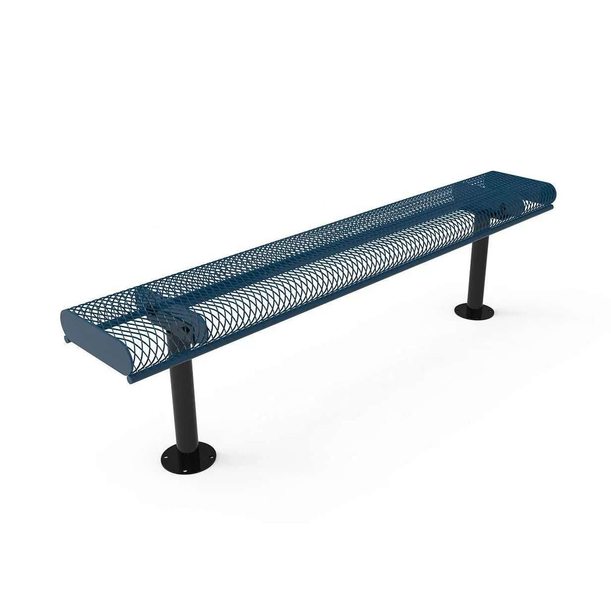 Commercial Rolled Edge Park Bench Without Back – Expanded Metal, Thermoplastic Coated - Outdoorsiness