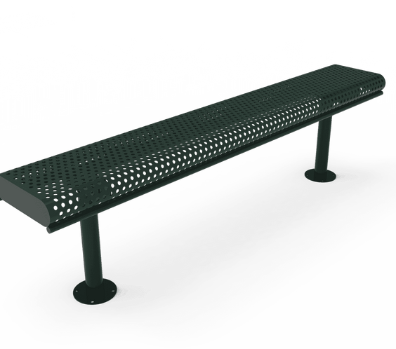 Commercial Rolled Edge Park Bench Without Back – Expanded Metal, Thermoplastic Coated - Outdoorsiness