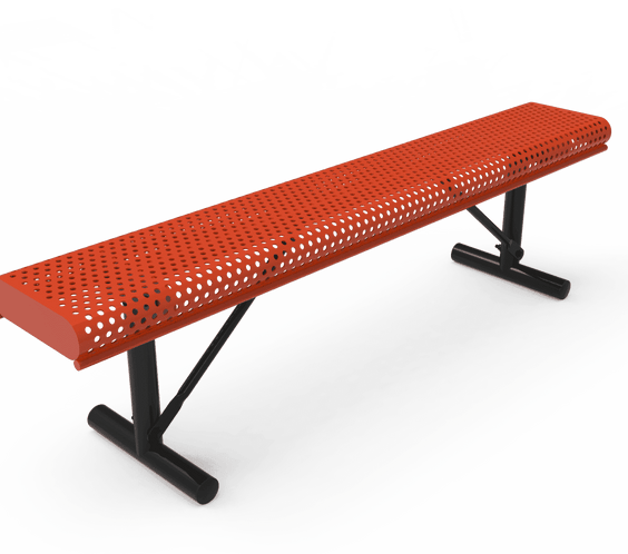 Commercial Rolled Edge Park Bench Without Back – Expanded Metal, Thermoplastic Coated - Outdoorsiness