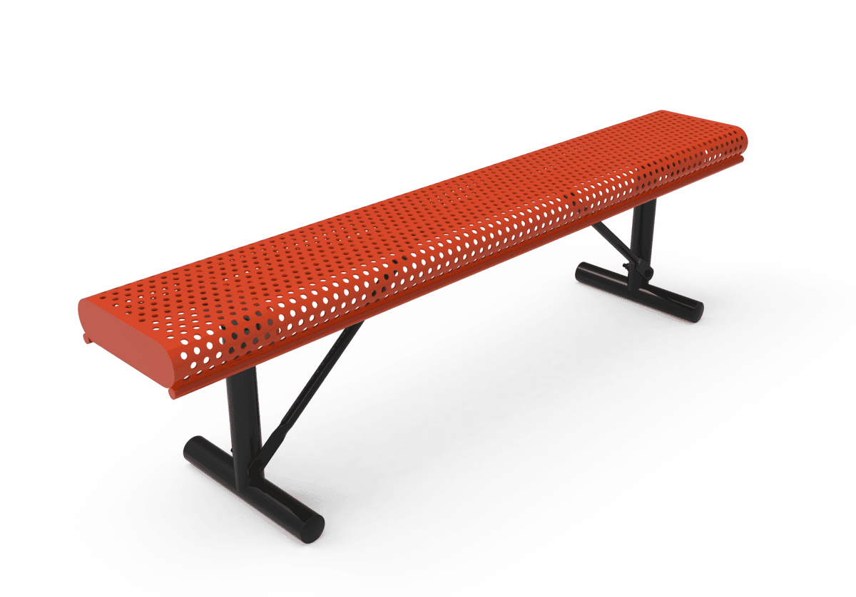 Commercial Rolled Edge Park Bench Without Back – Expanded Metal, Thermoplastic Coated - Outdoorsiness