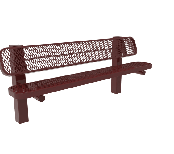 Commercial Single Pedestal Outdoor Park Bench – Thermoplastic Coated Expanded Metal - Outdoorsiness