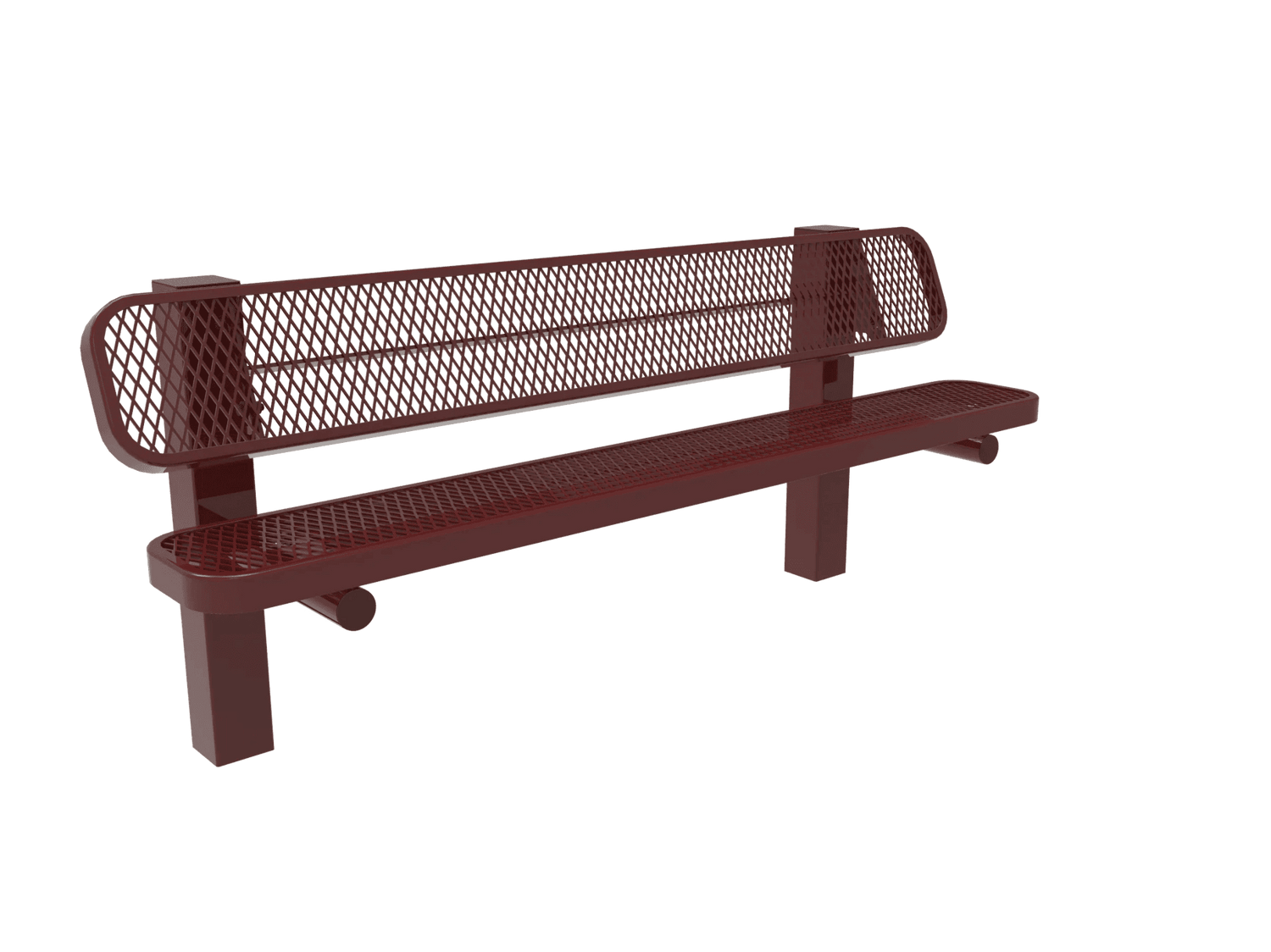 Commercial Single Pedestal Outdoor Park Bench – Thermoplastic Coated Expanded Metal - Outdoorsiness