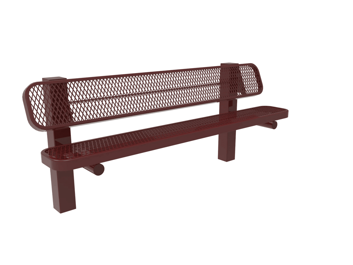 Commercial Single Pedestal Outdoor Park Bench – Thermoplastic Coated Expanded Metal - Outdoorsiness