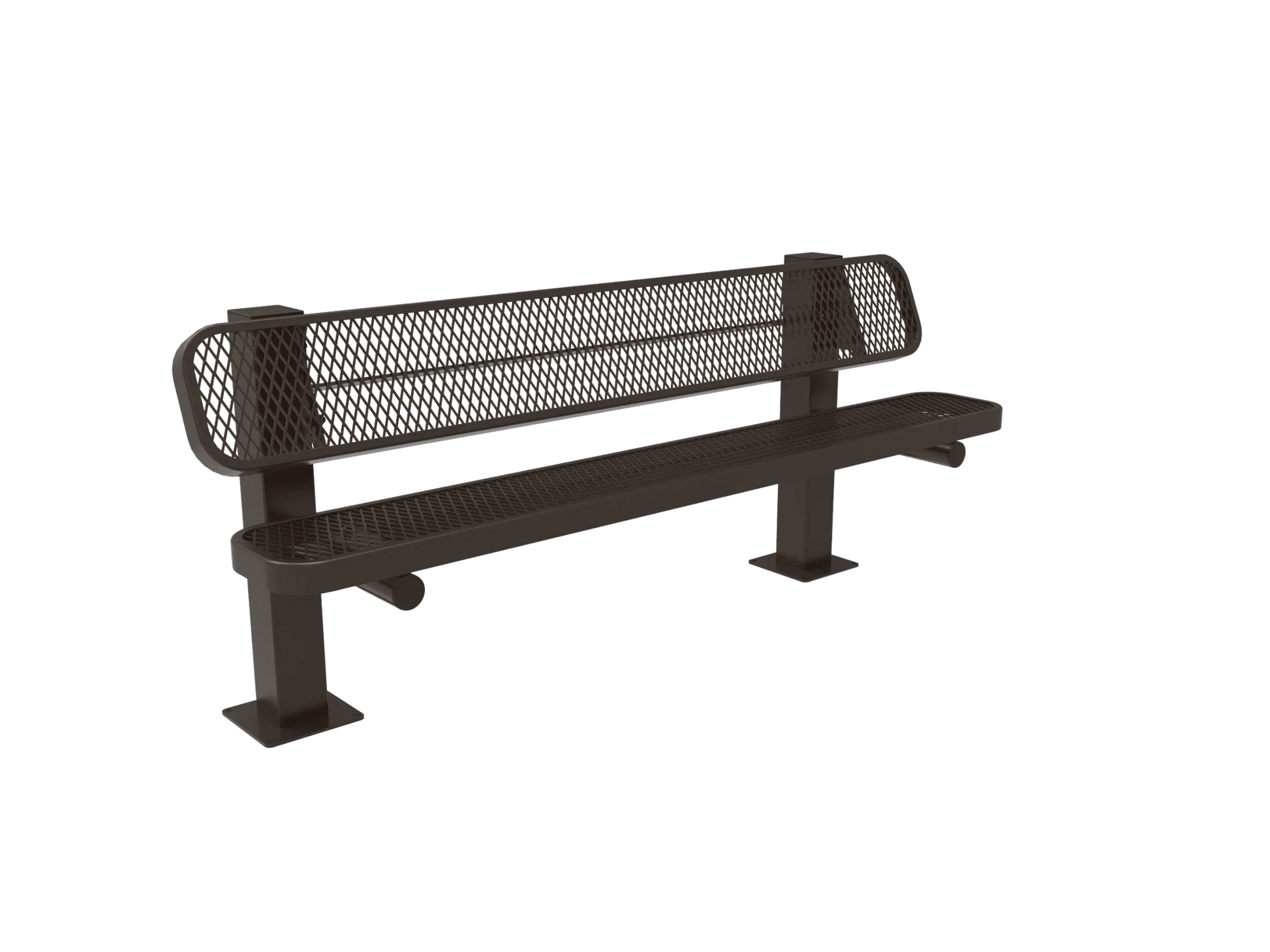 Commercial Single Pedestal Outdoor Park Bench – Thermoplastic Coated Expanded Metal - Outdoorsiness