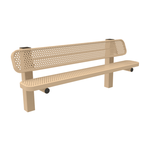 Commercial Single Pedestal Outdoor Park Bench – Thermoplastic Coated Expanded Metal - Outdoorsiness