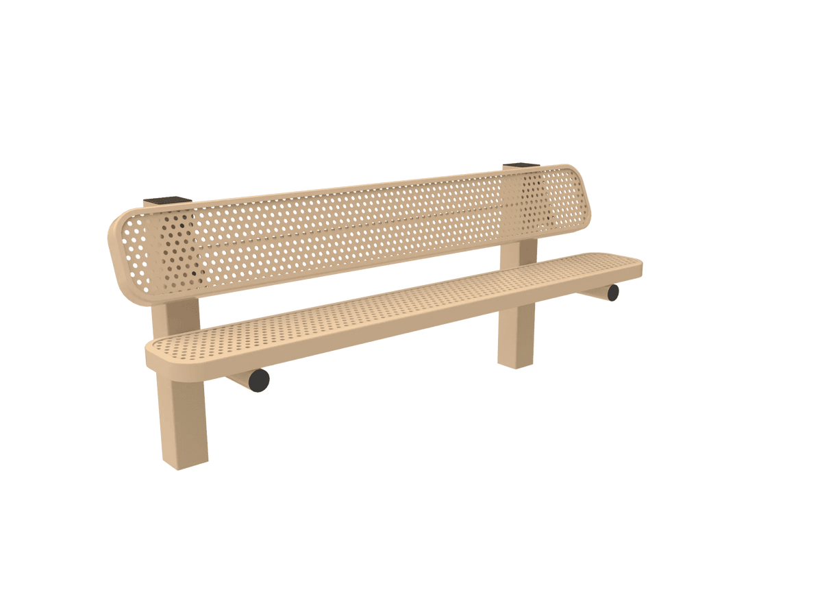 Commercial Single Pedestal Outdoor Park Bench – Thermoplastic Coated Expanded Metal - Outdoorsiness