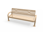Commercial Slatted Steel Pipe Park Bench With Back – Rounded Frame, Surface Mount - Outdoorsiness