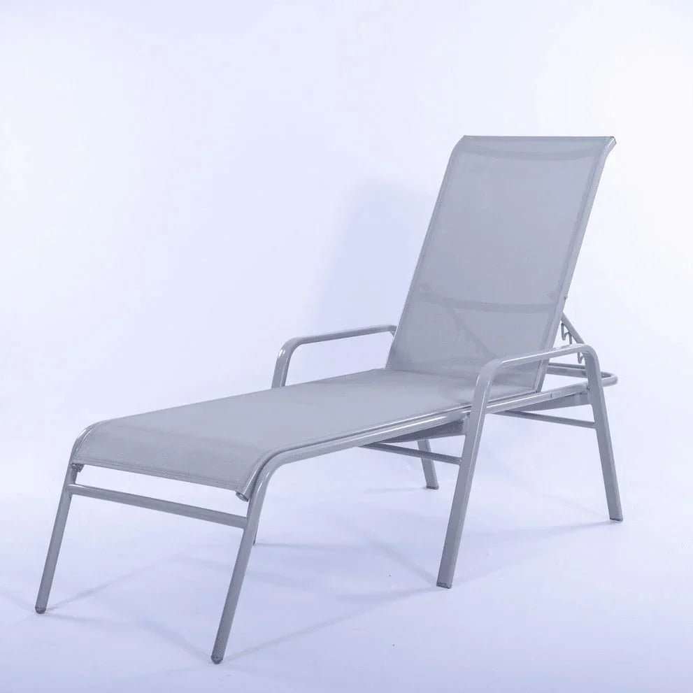 Commercial Sling Pool Chaise Lounge with Armrests – 16in - Outdoorsiness