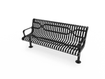 Commercial Steel Ribbed Classic Contoured Park Bench – Thermoplastic Coated, Surface or In-Ground - Outdoorsiness