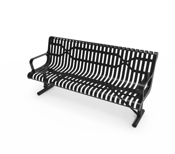 Commercial Steel Ribbed Classic Contoured Park Bench – Thermoplastic Coated, Surface or In-Ground - Outdoorsiness