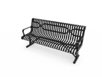 Commercial Steel Ribbed Classic Contoured Park Bench – Thermoplastic Coated, Surface or In-Ground - Outdoorsiness