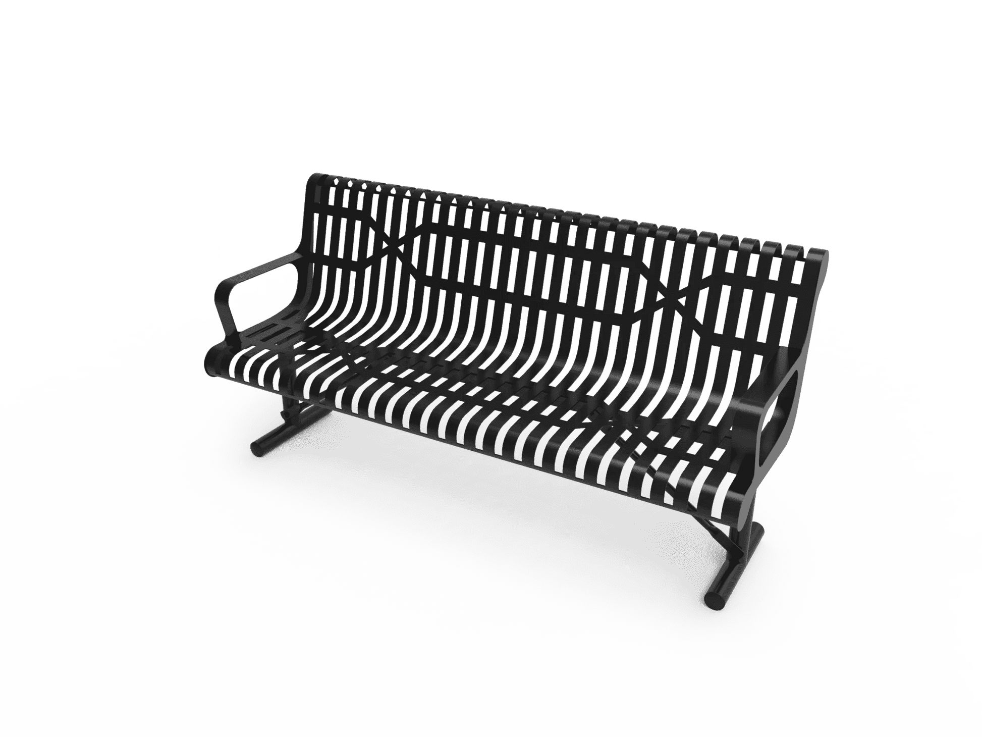 Commercial Steel Ribbed Classic Contoured Park Bench – Thermoplastic Coated, Surface or In-Ground - Outdoorsiness