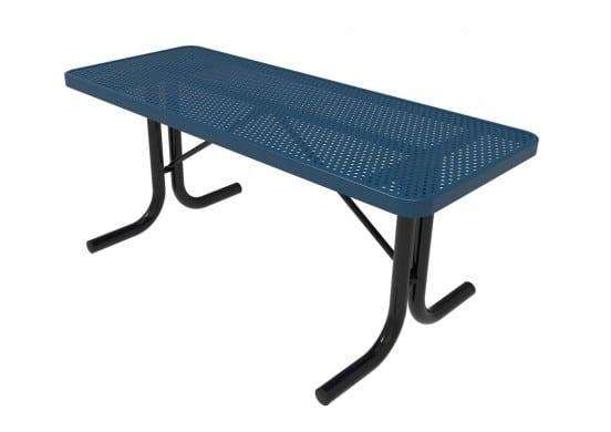 Commercial Thermoplastic Outdoor Rectangle Utility Table – Expanded Metal, Surface or In-Ground - Outdoorsiness