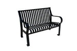 Courtyard Commercial 4ft Slatted Steel Park Bench With Back – Powder Coated, Quick Ship - Outdoorsiness