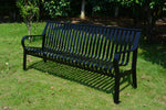 Courtyard Commercial 6ft Slatted Steel Park Bench With Back – Powder Coated, Quick Ship - Outdoorsiness