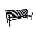 Courtyard Commercial 6ft Slatted Steel Park Bench With Back – Powder Coated, Quick Ship - Outdoorsiness
