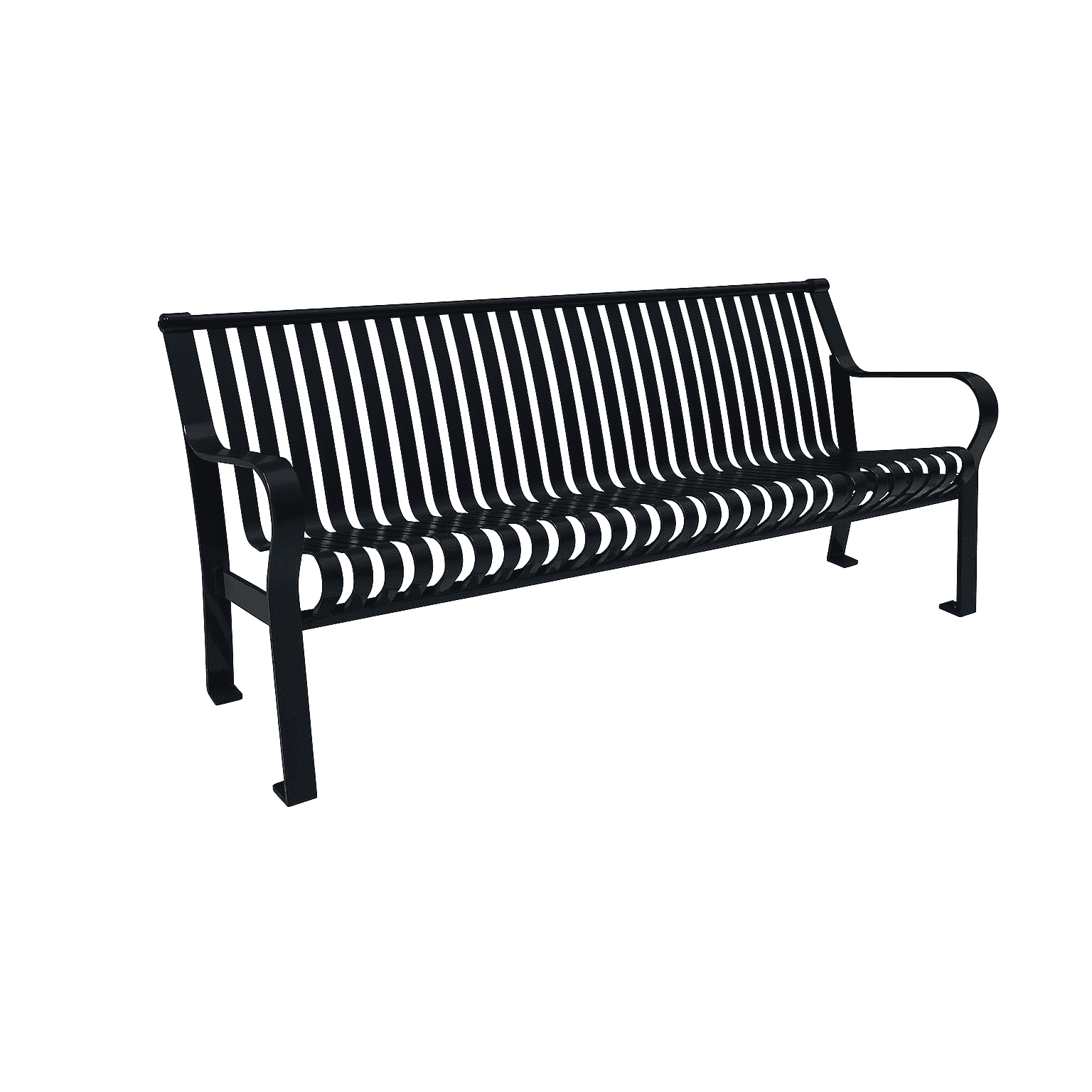 Courtyard Commercial 6ft Slatted Steel Park Bench With Back – Powder Coated, Quick Ship - Outdoorsiness