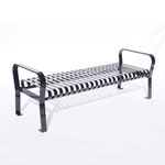 Courtyard Commercial 6ft Slatted Steel Park Bench Without Back – Powder Coated, Quick Ship - Outdoorsiness