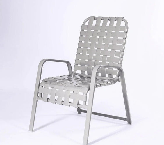 Cross Weave Vinyl Strap Commercial Pool Side Dining Arm Chair - Outdoorsiness