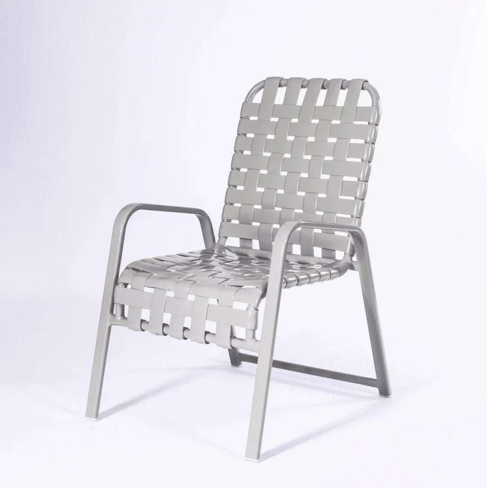 Cross Weave Vinyl Strap Commercial Pool Side Dining Arm Chair - Outdoorsiness