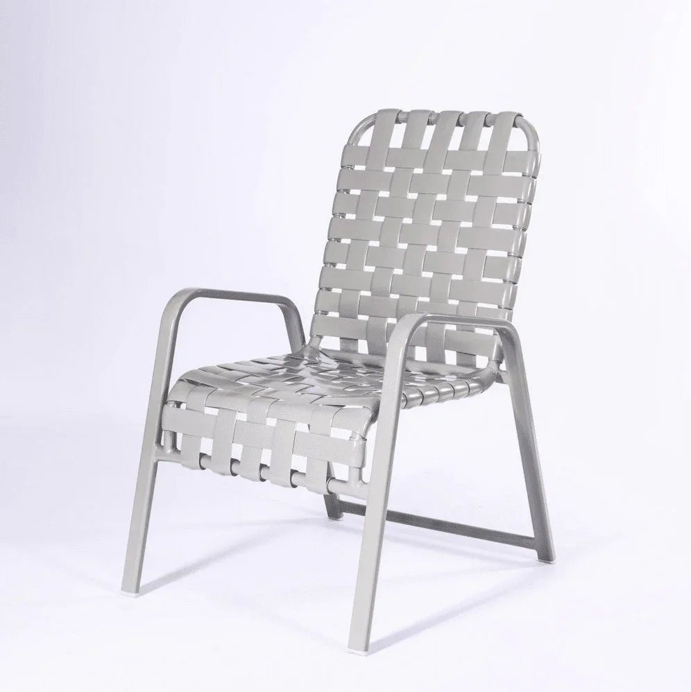 Cross Weave Vinyl Strap Commercial Pool Side Dining Arm Chair - Outdoorsiness