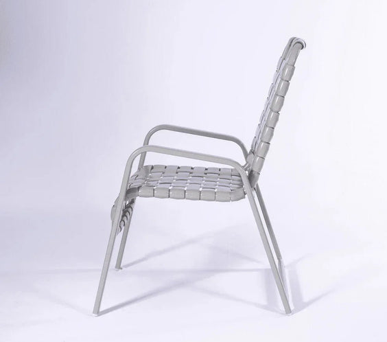 Cross Weave Vinyl Strap Commercial Pool Side Dining Arm Chair - Outdoorsiness