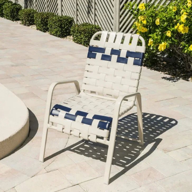 Cross Weave Vinyl Strap Commercial Pool Side Dining Arm Chair - Outdoorsiness