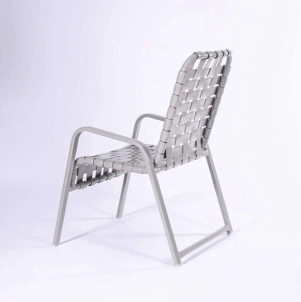Cross Weave Vinyl Strap Commercial Pool Side Dining Arm Chair - Outdoorsiness