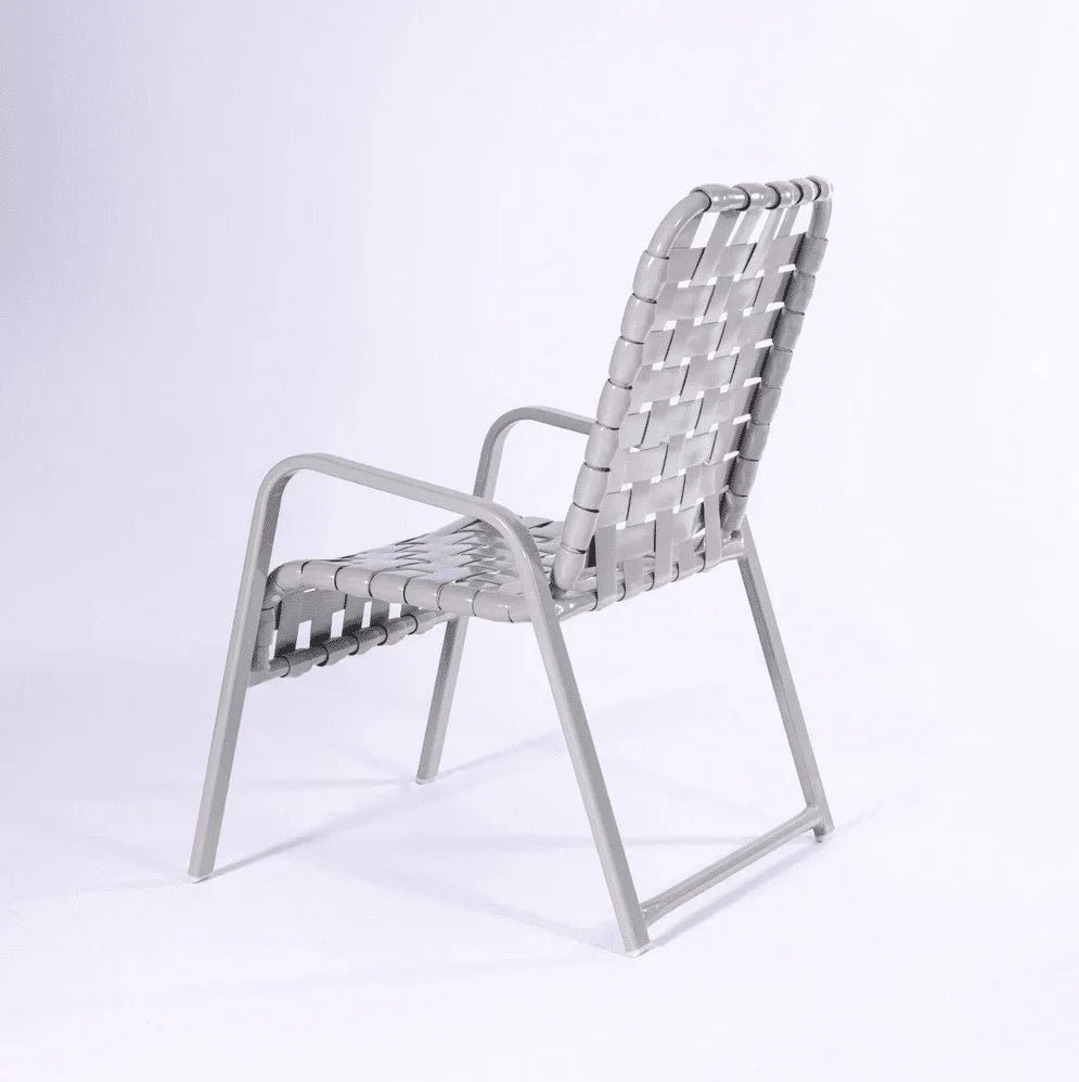 Cross Weave Vinyl Strap Commercial Pool Side Dining Arm Chair - Outdoorsiness