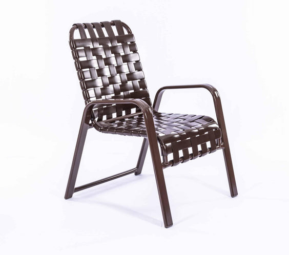 Cross Weave Vinyl Strap Commercial Pool Side Dining Arm Chair - Outdoorsiness