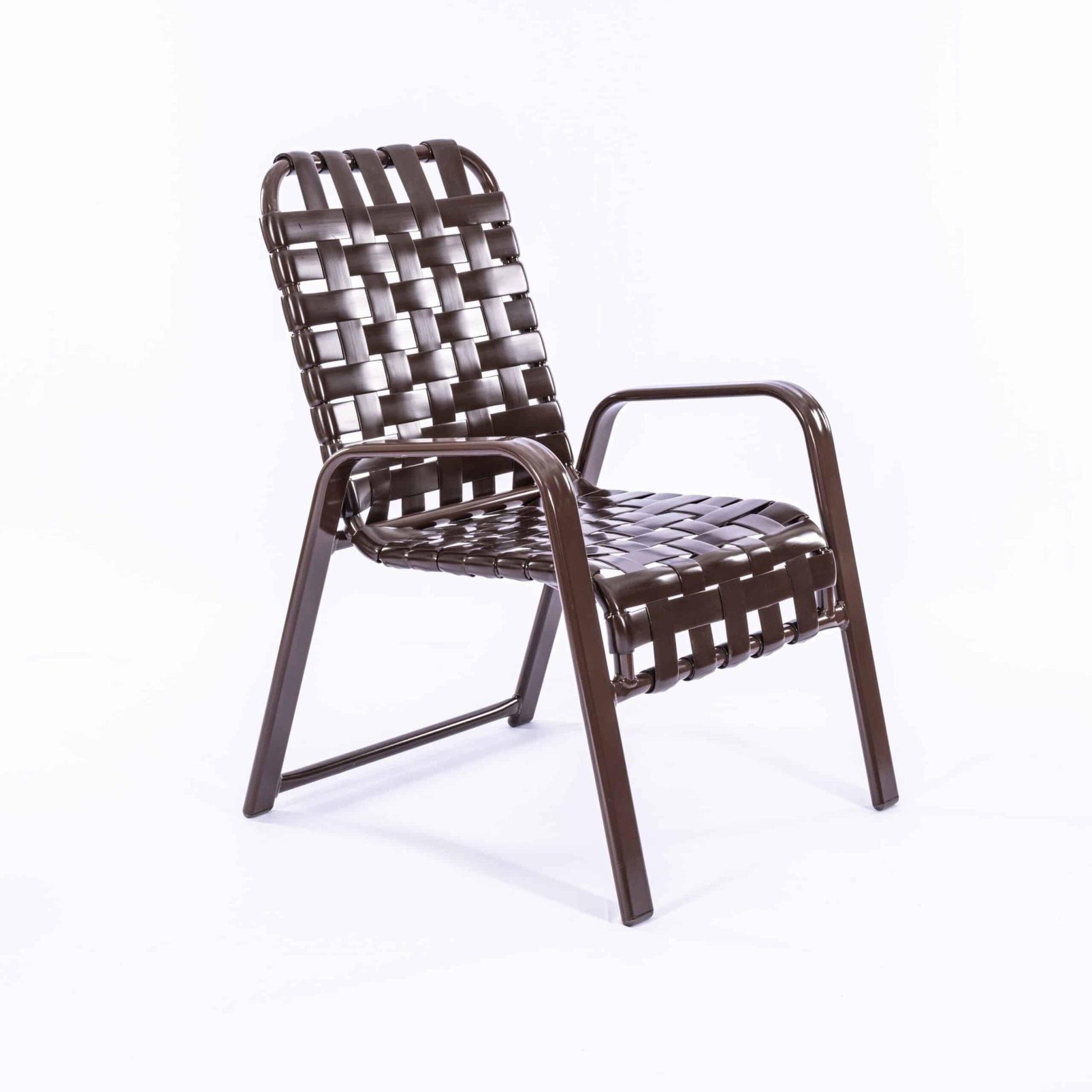 Cross Weave Vinyl Strap Commercial Pool Side Dining Arm Chair - Outdoorsiness