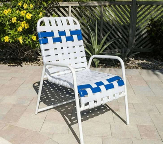 Cross Weave Vinyl Strap Commercial Pool Side Dining Chair - Outdoorsiness