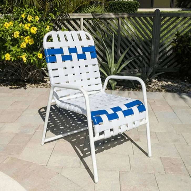 Cross Weave Vinyl Strap Commercial Pool Side Dining Chair - Outdoorsiness