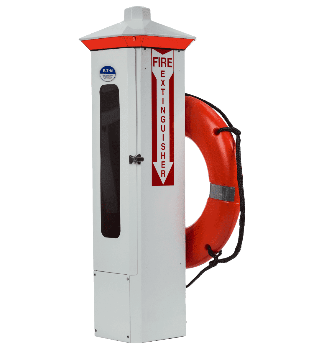 Eaton Firehouse Pedestal (Stainless Steel), 10 lb Extinguisher - Outdoorsiness