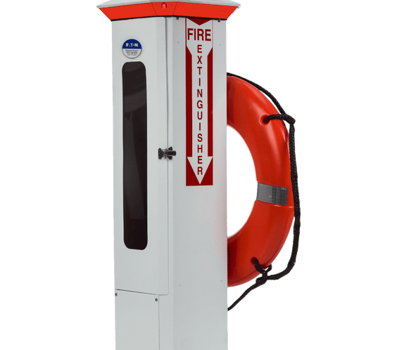 Eaton Firehouse Pedestal (Stainless Steel), 20 lb Extinguisher - Outdoorsiness