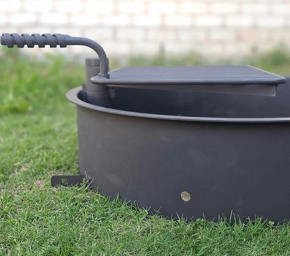 Commercial 32 Inch Campfire Ring with Swivel Cooking Grate – Heavy Duty Steel