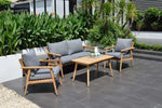 Flores 4 Piece Deep Seating Cushioned Conversation Set - Teak Patio Sofa Set - Outdoorsiness