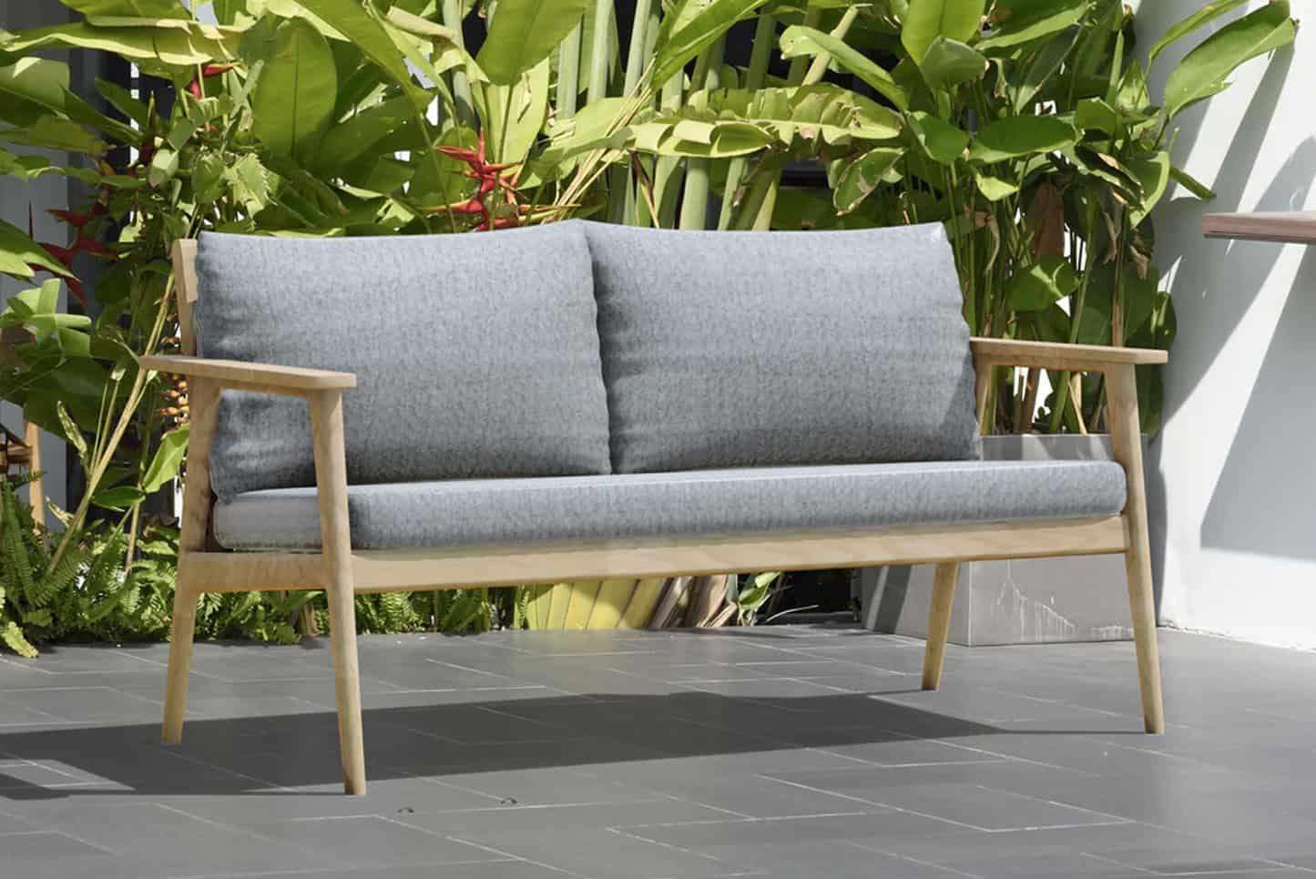 Flores 4 Piece Deep Seating Cushioned Conversation Set - Teak Patio Sofa Set - Outdoorsiness