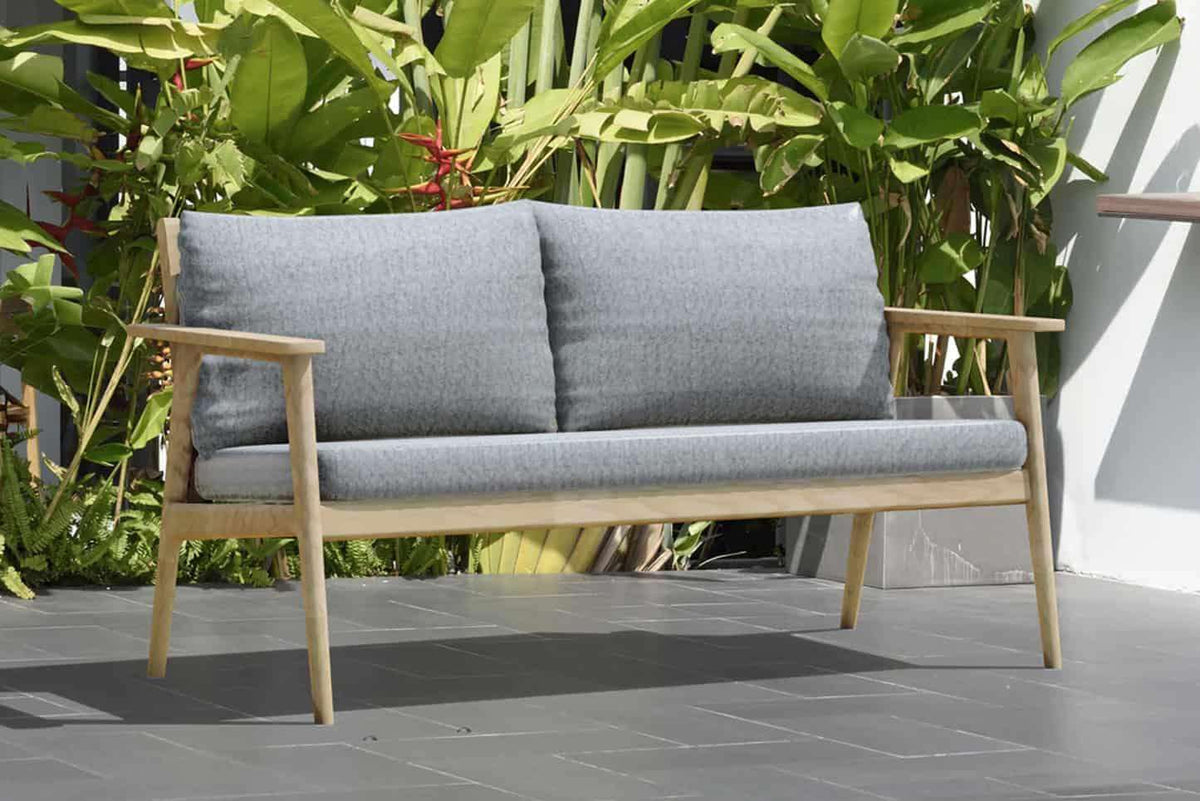 Flores 4 Piece Deep Seating Cushioned Conversation Set - Teak Patio Sofa Set - Outdoorsiness