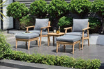 Flores 5 Piece Deep Seating Cushioned Seating Set - Teak Patio Sofa Set - Outdoorsiness