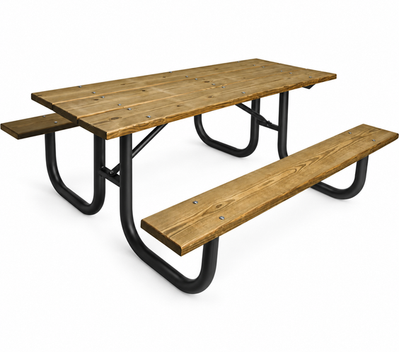 Heavy Duty Welded Black Powder-Coated Picnic Table Frame Kit – 2-3/8" OD, 11 Ga Steel, 6ft or 8ft